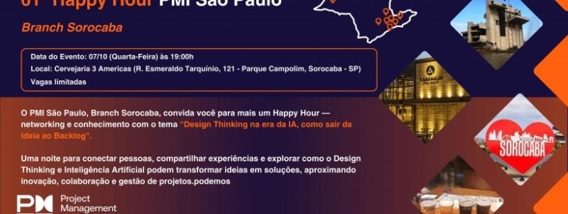 Evento: 61º Happy Hour e 28 Anos do PMI São Paulo| Branch Sorocaba