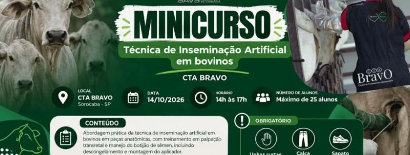 Evento: MINICURSO: Técnica de Inseminação Artificial em Bovinos  - CTA BRAVO