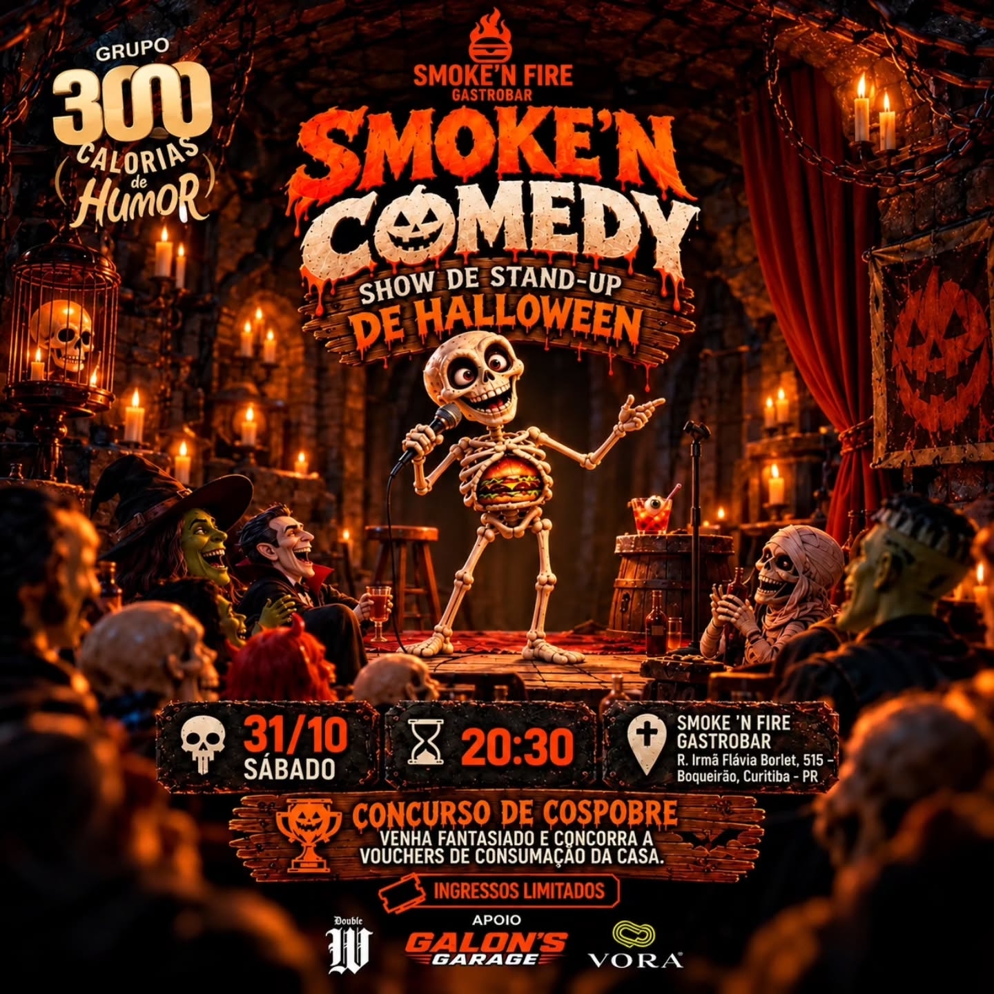 Stand-up de Halloween no Smoke'n Fire Gastrobar